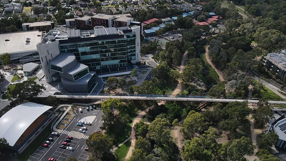 Пешеходный мост в кампусе Burwood Университета Дикина, Мельбурн, 2022 год